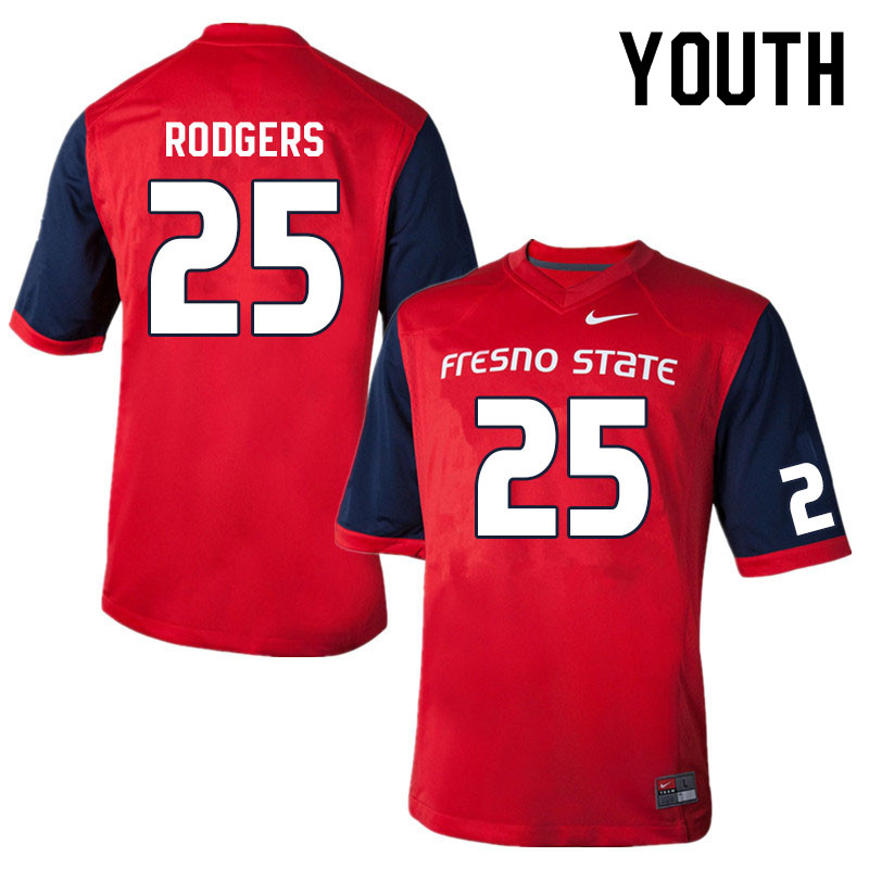 Youth #25 Caden Rodgers Fresno State Bulldogs College Football Jerseys Sale-Red